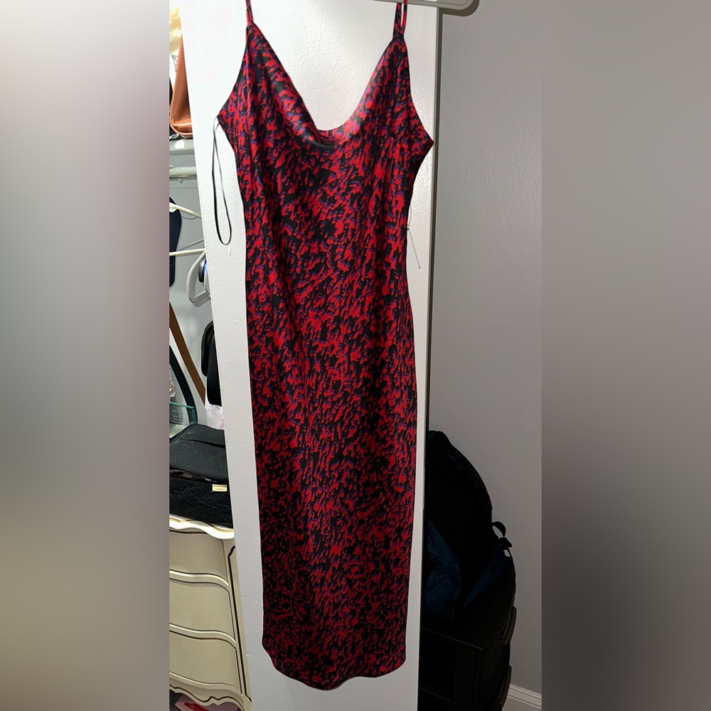 Express Red and Black Patterned Dress